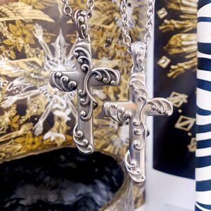 cross necklace cross vines stainless steel pendant necklace